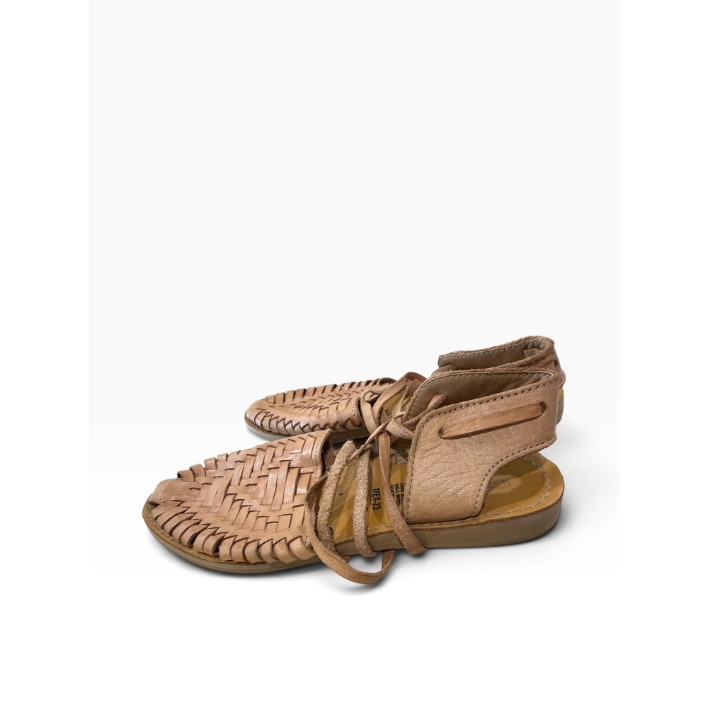 Handmade Tan Leather Huarache Wrap Tie Sandals Boho Western Earthy Rustic 6